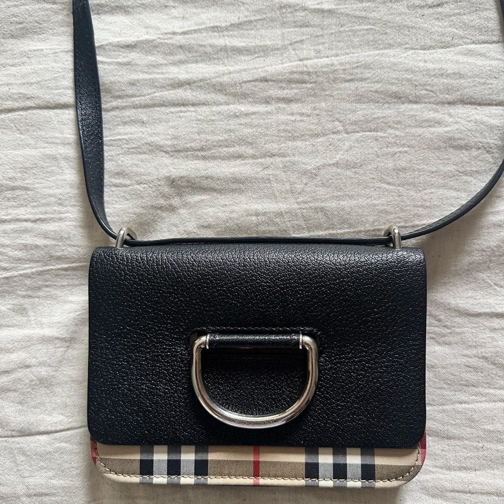 Burberry Black and Tan Crossbody Bag with D-Ring Detail